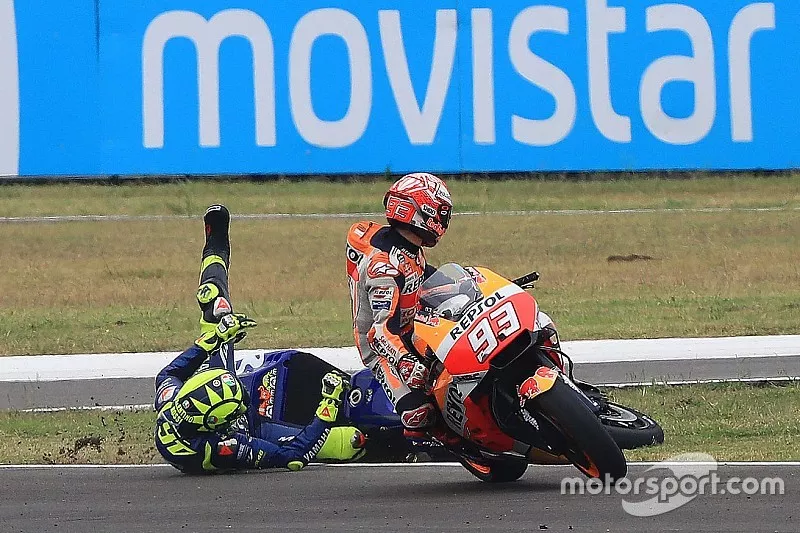 Accidente de Marc M&aacute;rquez, Repsol Honda Team y Valentino Rossi, Yamaha Factory Racing