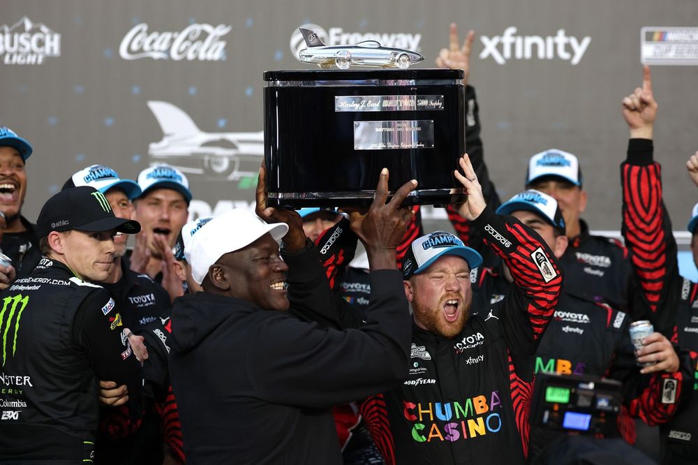 Daytona 500 winner Tyler Reddick with 23XI co-owner Michael Jordan