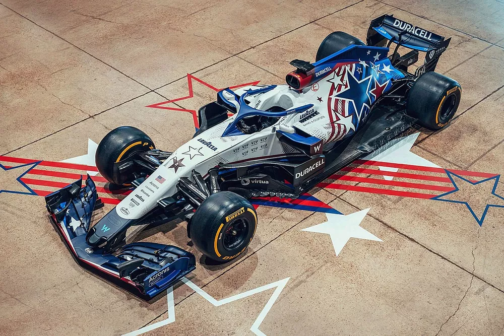 Decoraci&oacute;n especial del equipo Williams para el GP de Estados Unidos
