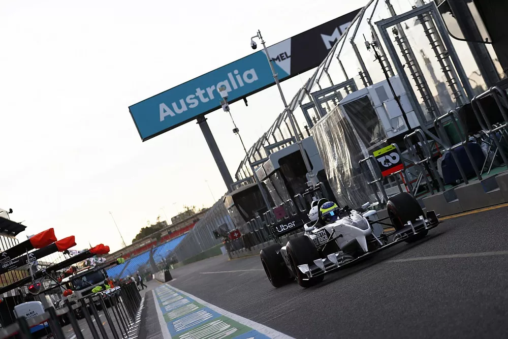 Zsolt Baumgartner leaves the pits in the F1 2-seater