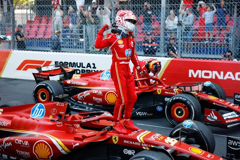 Ganador Charles Leclerc, Scuderia Ferrari, en Parc Ferme