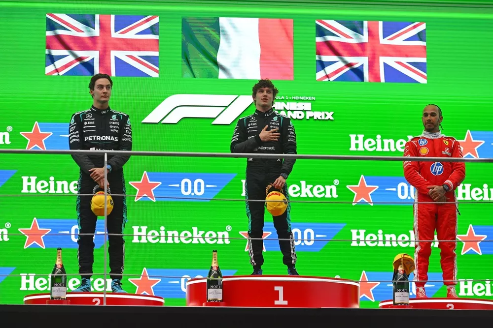 Lewis Hamilton, Ferrari, George Russell, Mercedes, Andrea Kimi Antonelli, Mercedes