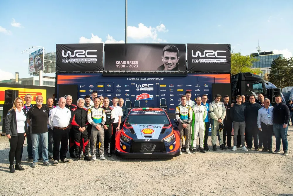WRC crews seen paying tribute to driver Craig&nbsp;Breen