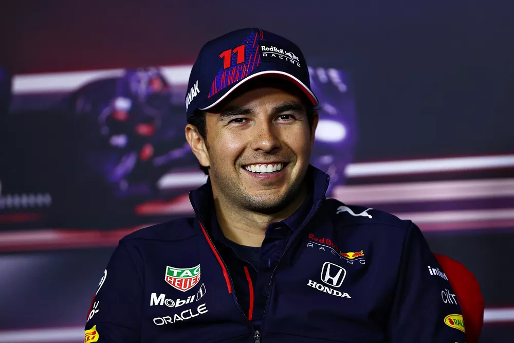Sergio P&eacute;rez, Red Bull Racing durante la conferencia de prensa
