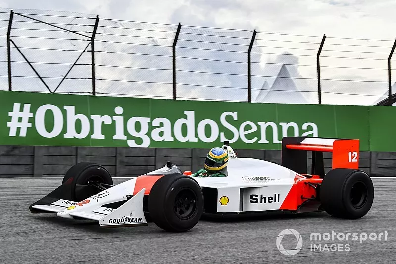 Bruno Senna drives the McLaren MP4/4