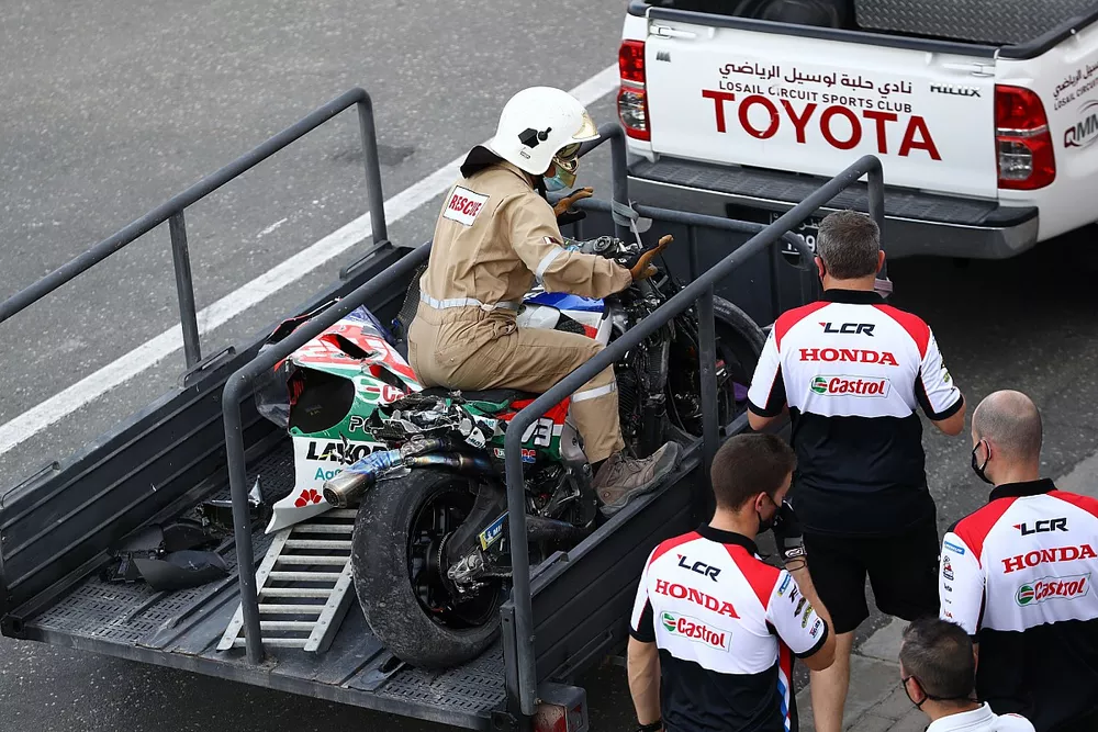 Moto chocada de Alex M&aacute;rquez, Team LCR Honda