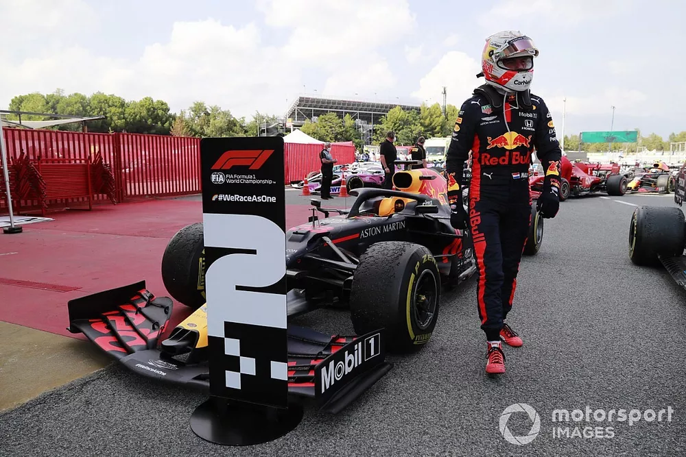 Max Verstappen, Red Bull Racing, in parc ferme