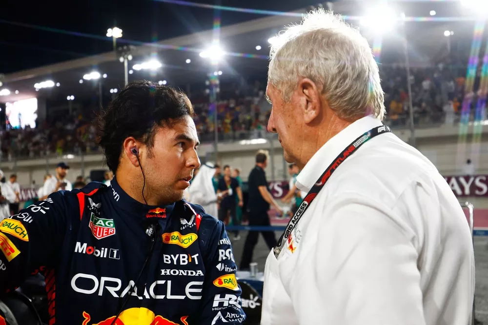 Sergio Perez, Red Bull Racing, with Helmut Marko, Consultant, Red Bull Racing