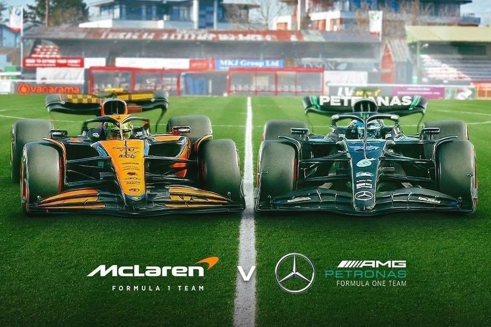 Cartel partido McLaren vs Mercedes