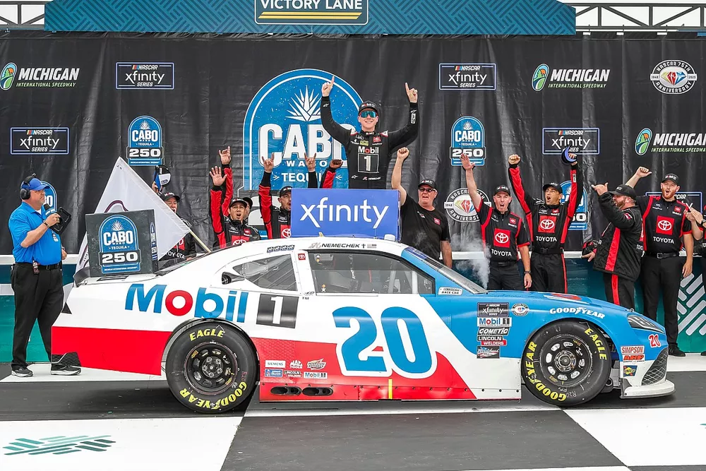 Race winner John Hunter Nemechek, Joe Gibbs Racing, Toyota Supra