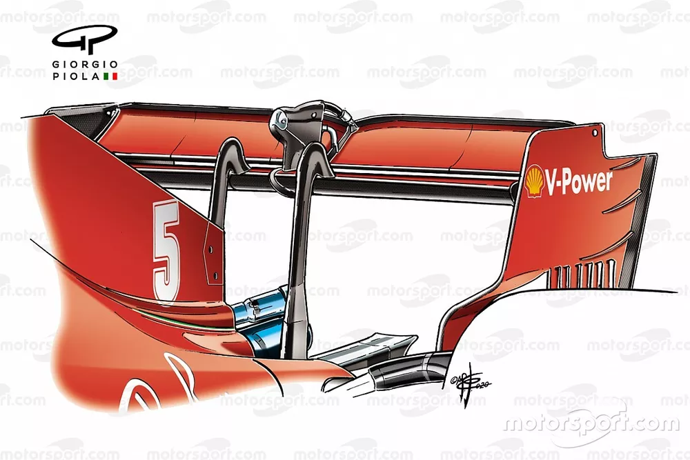 Detalle del aler&oacute;n trasero del Ferrari SF1000 en el GP brit&aacute;nico