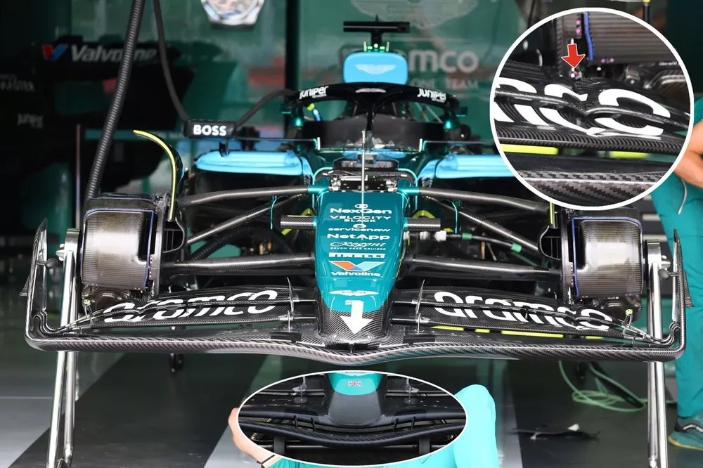 Comparaci&oacute;n del aler&oacute;n delantero del Aston Martin AMR24
