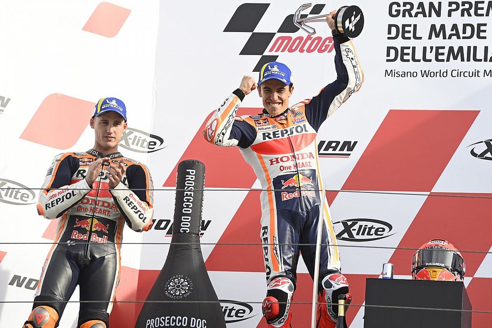 Podio: ganador Marc M&aacute;rquez, Equipo Repsol Honda