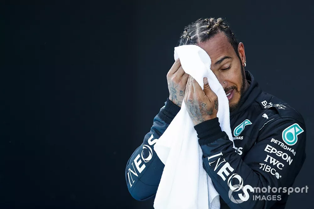 Lewis Hamilton, Mercedes is interviewed by Paul de la Rosa after securing his 100th pole in F1