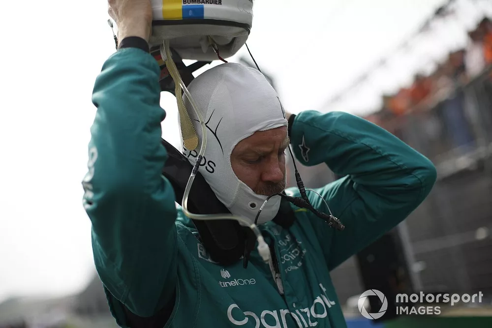 Sebastian Vettel, Aston Martin, arrives on the grid