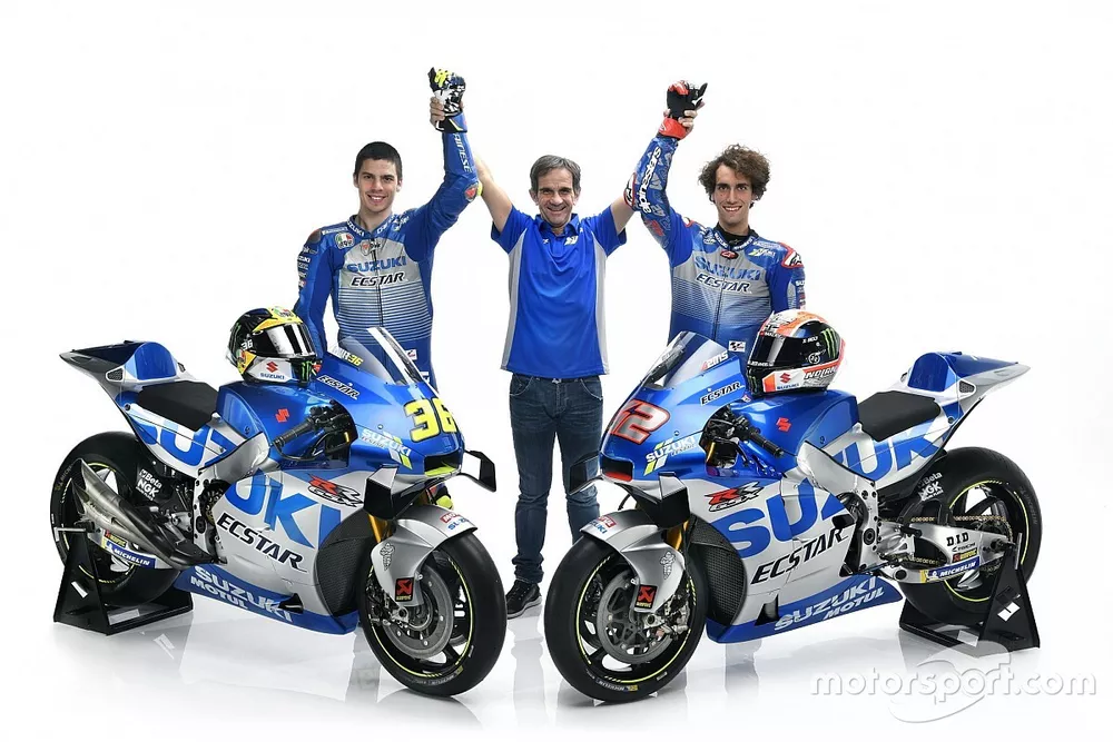 Joan Mir, Alex Rins, Team Suzuki MotoGP and Davide Brivio, Team manager Team Suzuki MotoGP