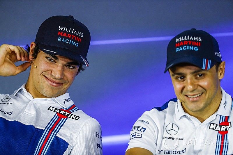 Lance Stroll, Williams, Felipe Massa, Williams, in the press conference