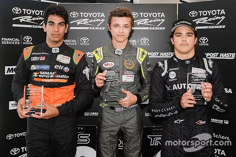 Winner Lando Norris, second place Jehan Daruvala, third place Pedro Piquet