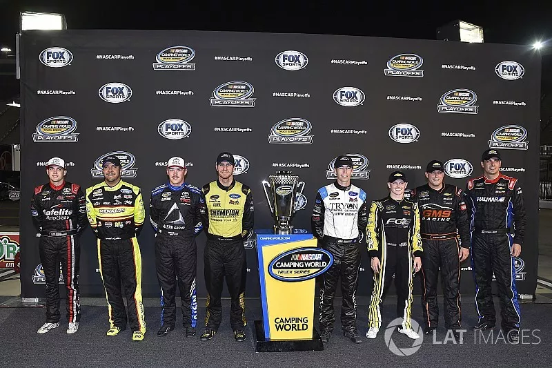 The eight drivers who will compete in the playoffs with the Championship trophy