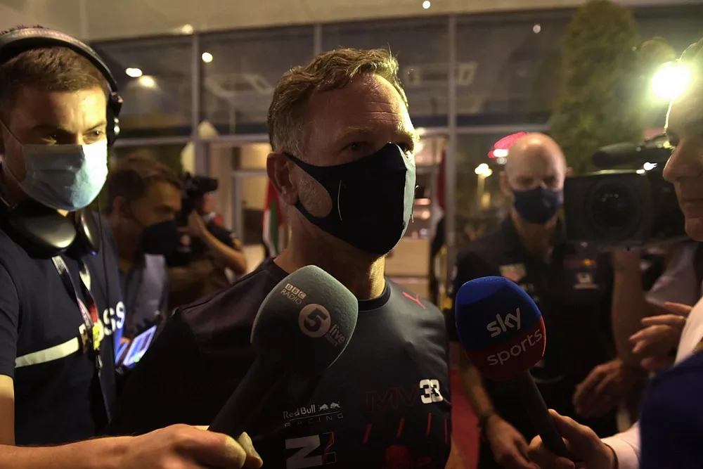 Christian Horner, Team Principal, Red Bull Racing, is interviewed regarding the Stewards decisions