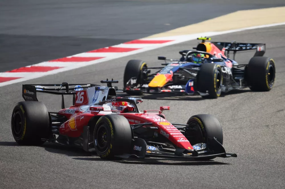 Charles Leclerc, Ferrari, Isack Hadjar, Red Bull Racing