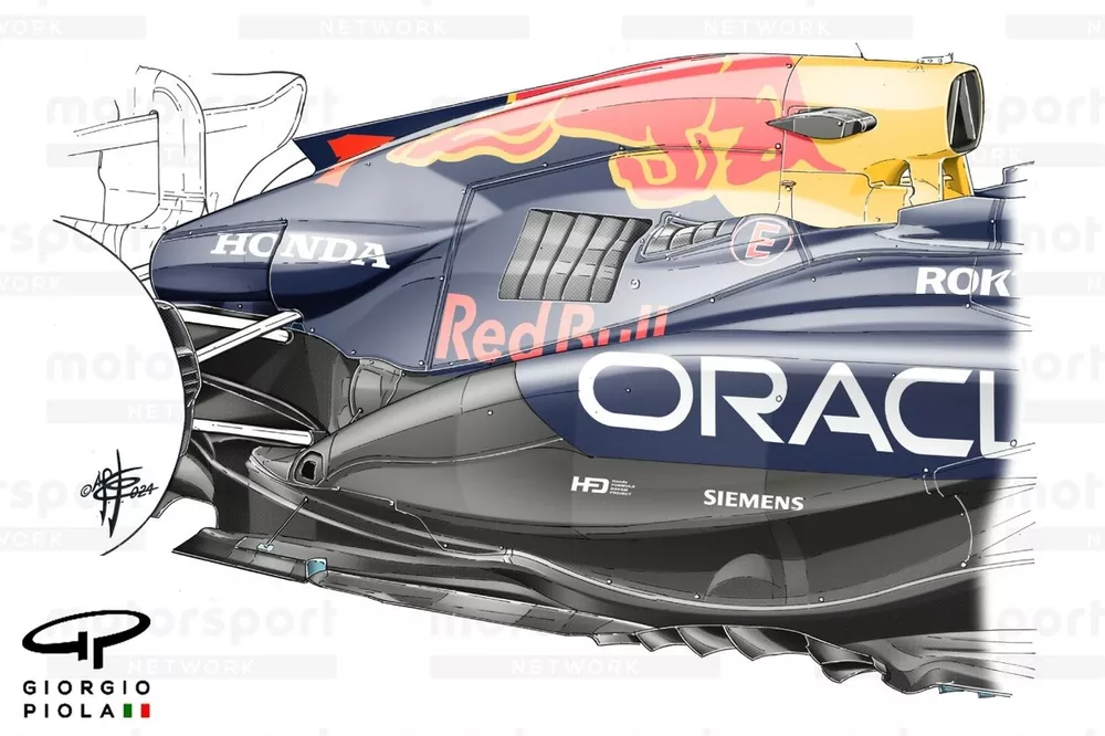 Red Bull Racing RB20 detail zijkant