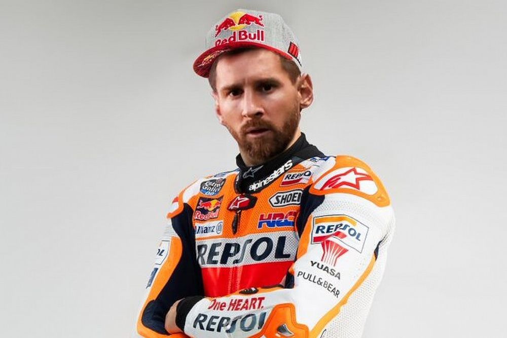 Montaje de Leo Messi con los colors del HRC de MotoGP