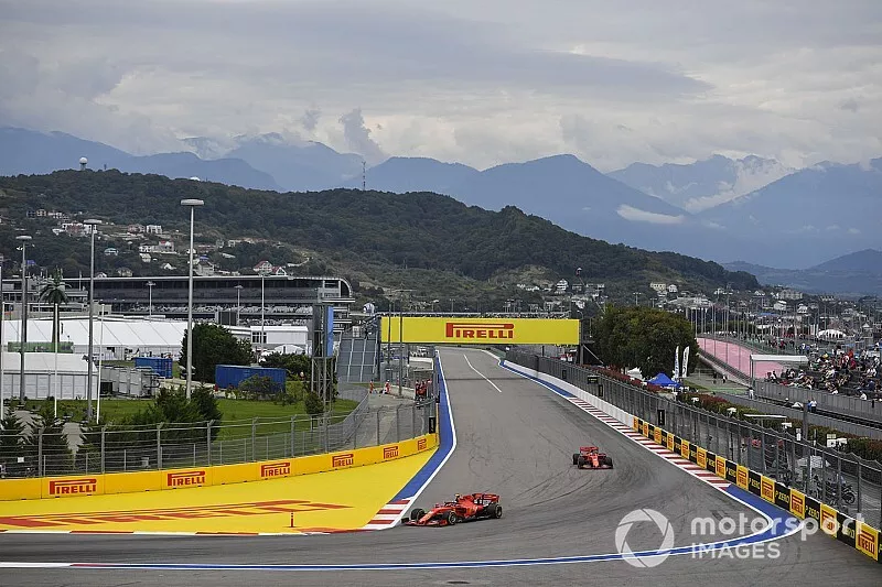 Charles Leclerc, Ferrari SF90, leads Sebastian Vettel, Ferrari SF90 