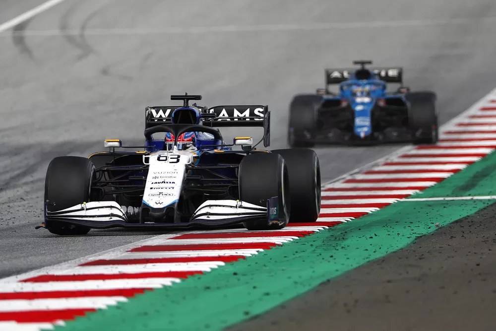 George Russell, Williams FW43B, Fernando Alonso, Alpine A521