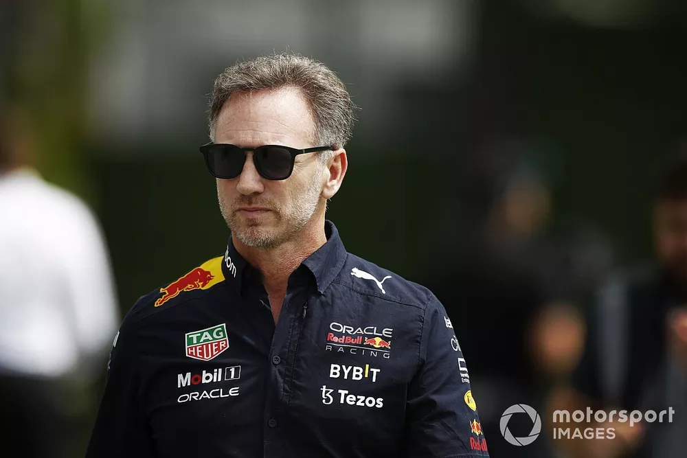 Christian Horner, Team Principal, Red Bull Racing, arrives at the track
