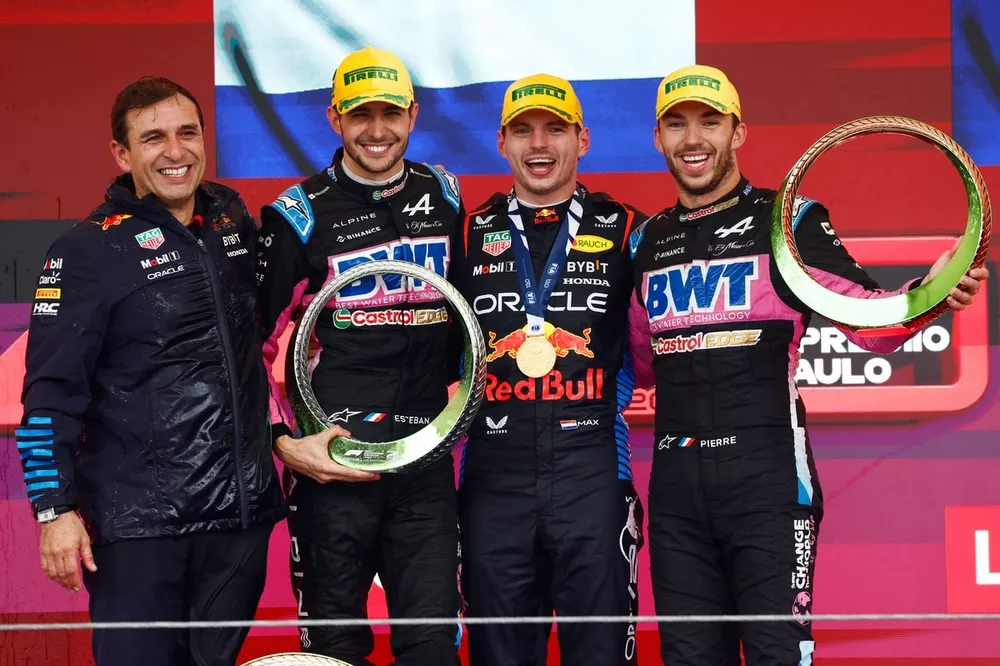 Max Verstappen, Red Bull Racing, Esteban Ocon, Alpine F1 Team, Pierre Gasly, Alpine F1 Team, 3rd position