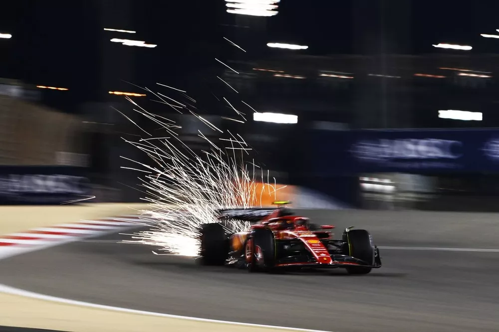 Sparks fly from Carlos Sainz, Ferrari SF-24