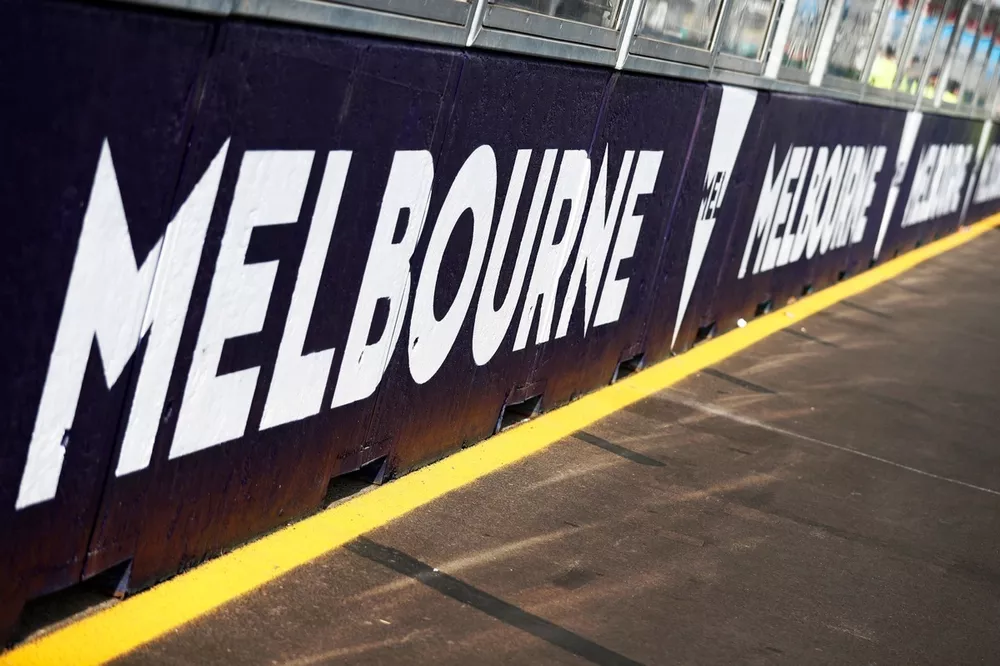 Barriers on the Start/Finish with the Melbourne logo