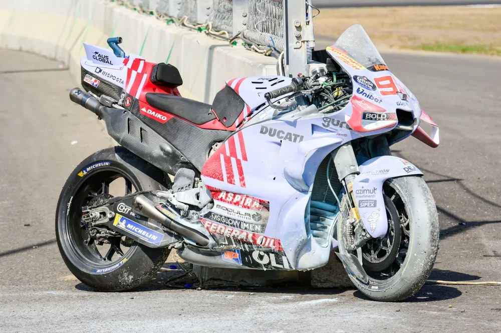 La moto endommag&eacute;e de Marc Marquez, Gresini Racing
