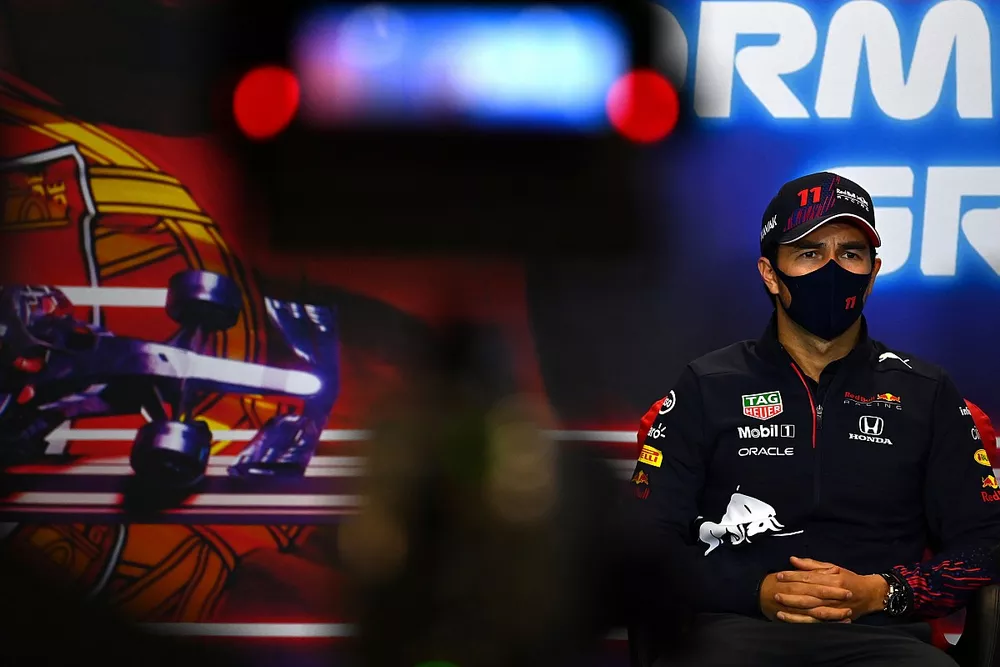 Sergio Perez, Red Bull Racing in the Press Conference