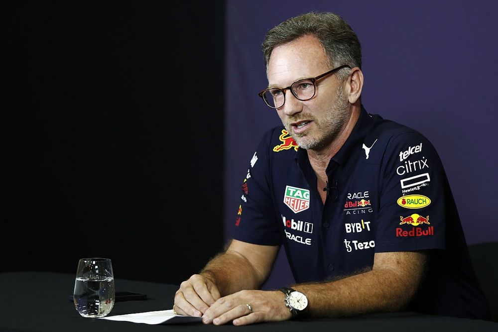 Christian Horner, Team Principal, Red Bull Racing, in a press conference regarding the recent findings of the cost cap breach. The FIA have handed Red Bull a $7m fine and an aero testing reduction