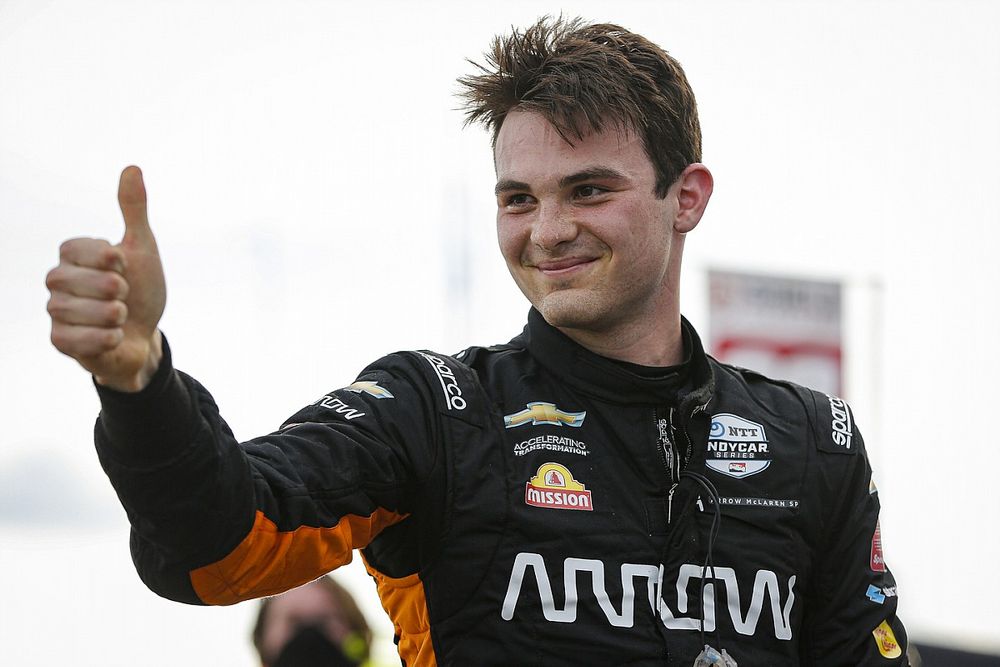 Ganador de la pole Patricio O'Ward, Arrow McLaren SP Chevrolet