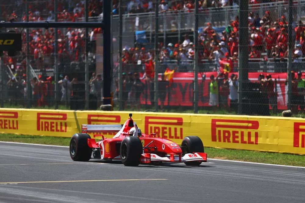 Sebastian Vettel drives a historic Ferrari 