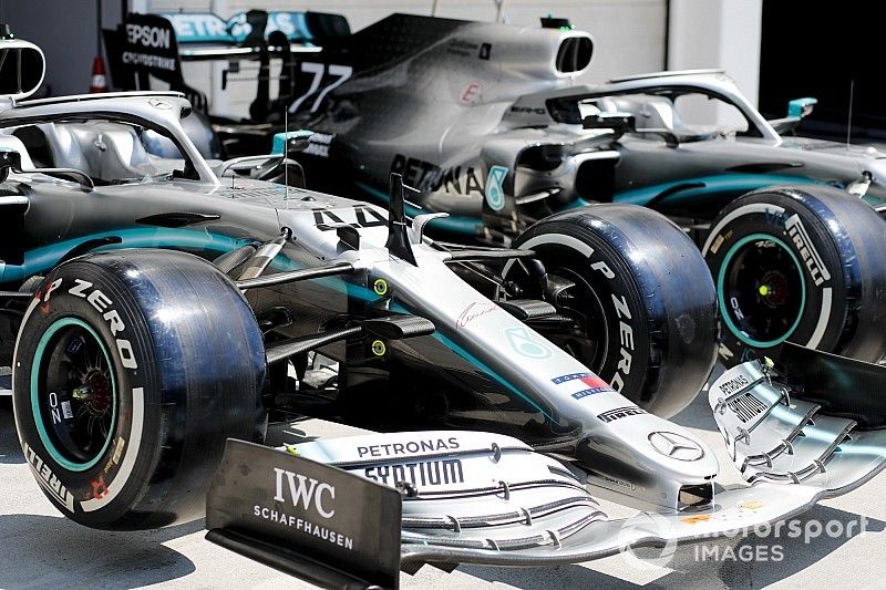 Cars of Lewis Hamilton, Mercedes AMG F1 W10 and Valtteri Bottas, Mercedes AMG W10 