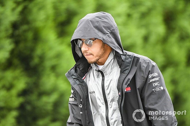Lewis Hamilton, Mercedes AMG F1 on a scooter