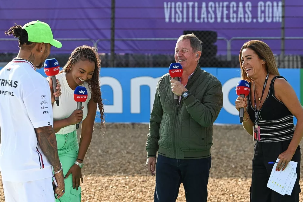 Lewis Hamilton, Mercedes-AMG, Naomi Schiff, Sky TV, Martin Brundle, Sky TV, Natalie Pinkham, Sky TV