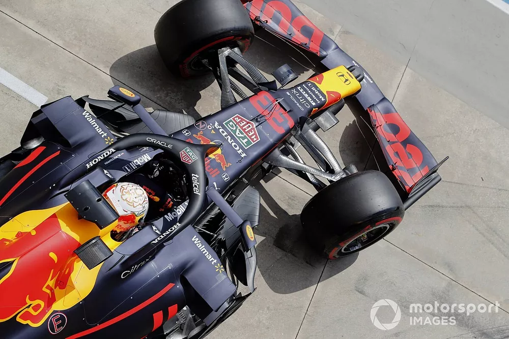 Max Verstappen, Red Bull Racing RB16B, leaves the garage