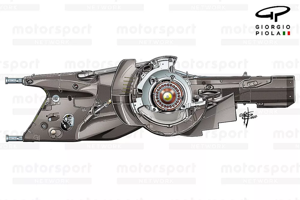 Ferrari SF-23, dettaglio del gearbox