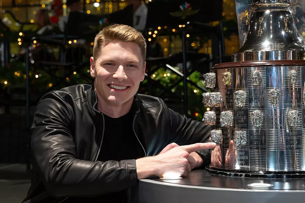Josef Newgarden with the BorgWarner trophy