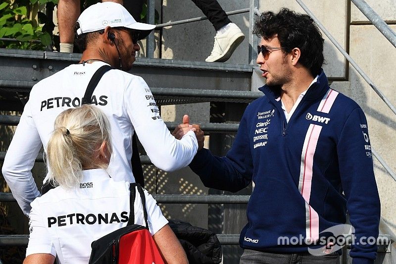 Lewis Hamilton, Mercedes AMG F1 y Sergio Pérez, Sahara Force India