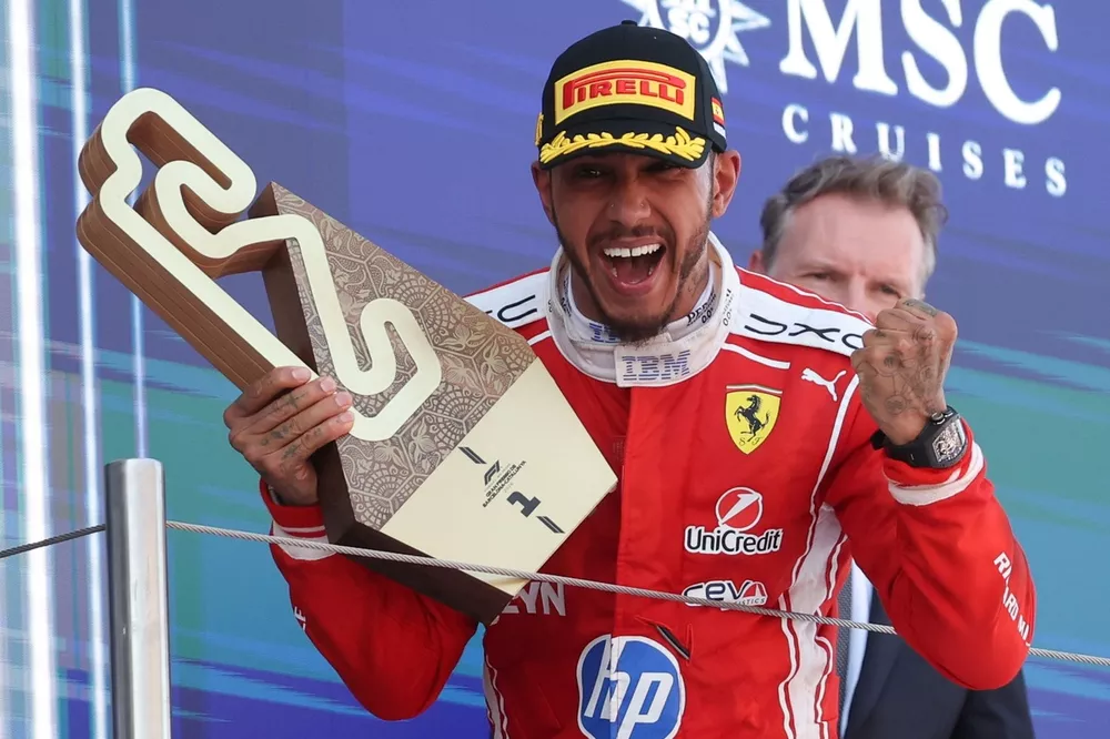 Hamilton Claims Emotional Maiden Ferrari Win in Barcelona