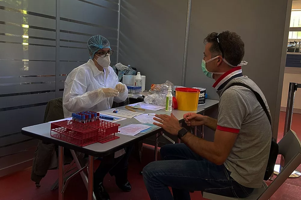 Serology test at Scuderia Alpha Tauri HQ