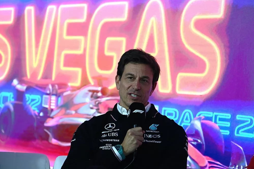 Toto Wolff, director del equipo y CEO de Mercedes-AMG, en la rueda de prensa de los directores del equipo