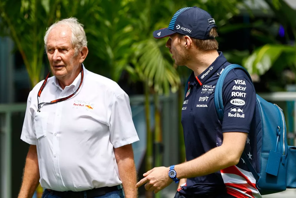 Max Verstappen, Red Bull Racing, Helmut Marko, Consultant, Red Bull Racing, arrive at the track 