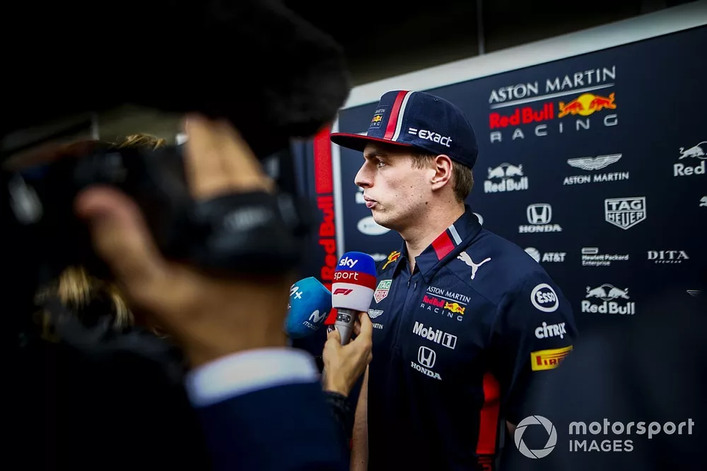 Max Verstappen, Red Bull Racing, parle &agrave; la presse
